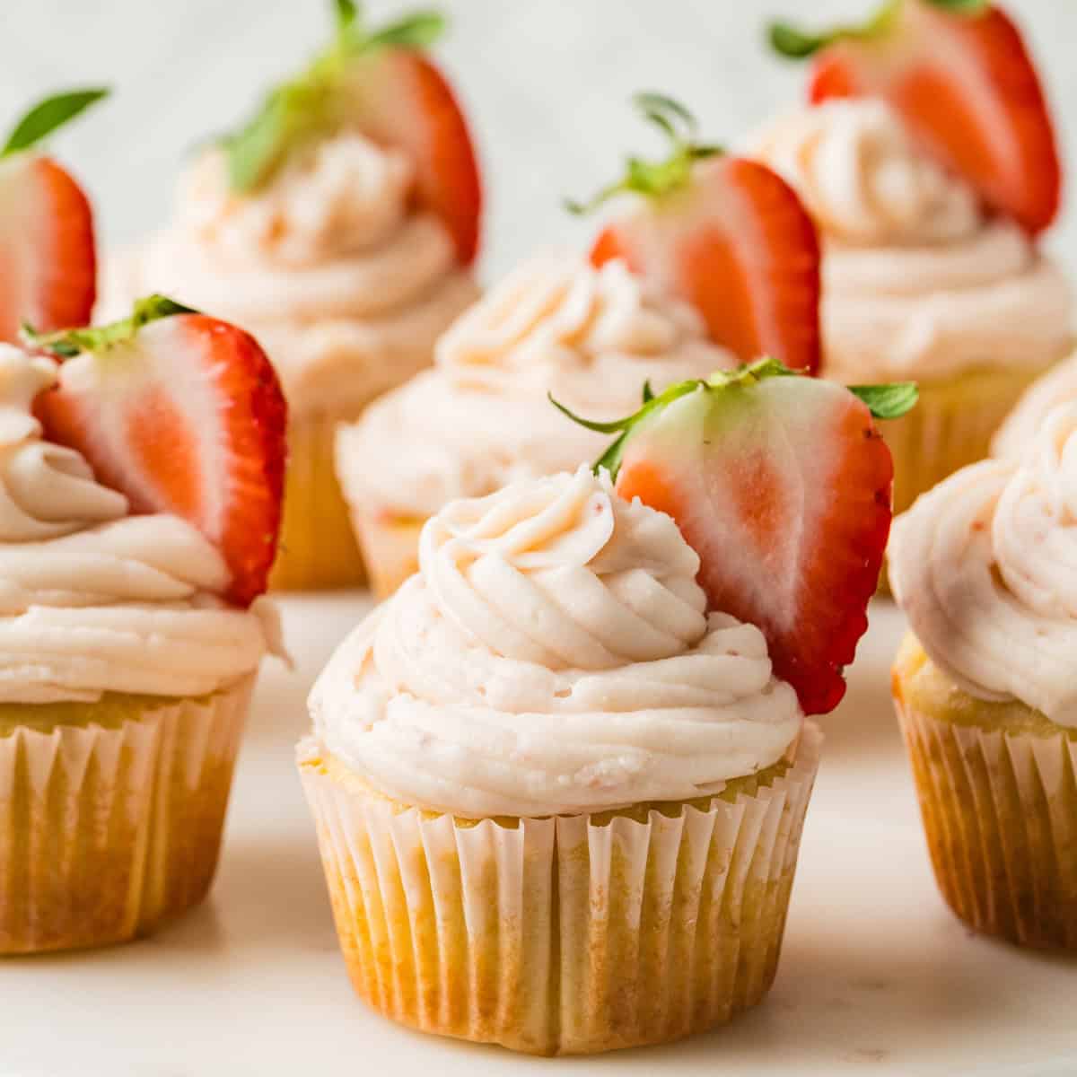 Light & Airy Strawberry Jam Filled Cupcakes